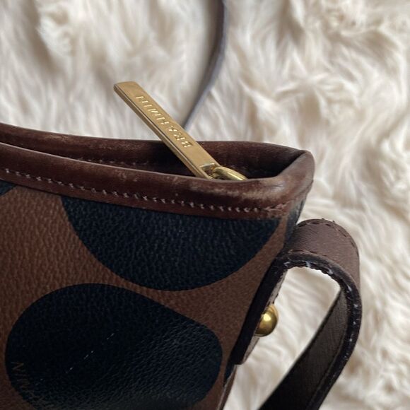 Brahmin Crossbody Bag Brown Black Barcelona Polka Dot Pattern - Picture 5 of 9
